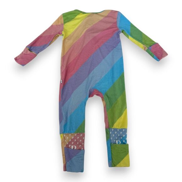 Posh Peanut Rainbow Stripe Convertible Footie 0-3 Months - Picture 2 of 2